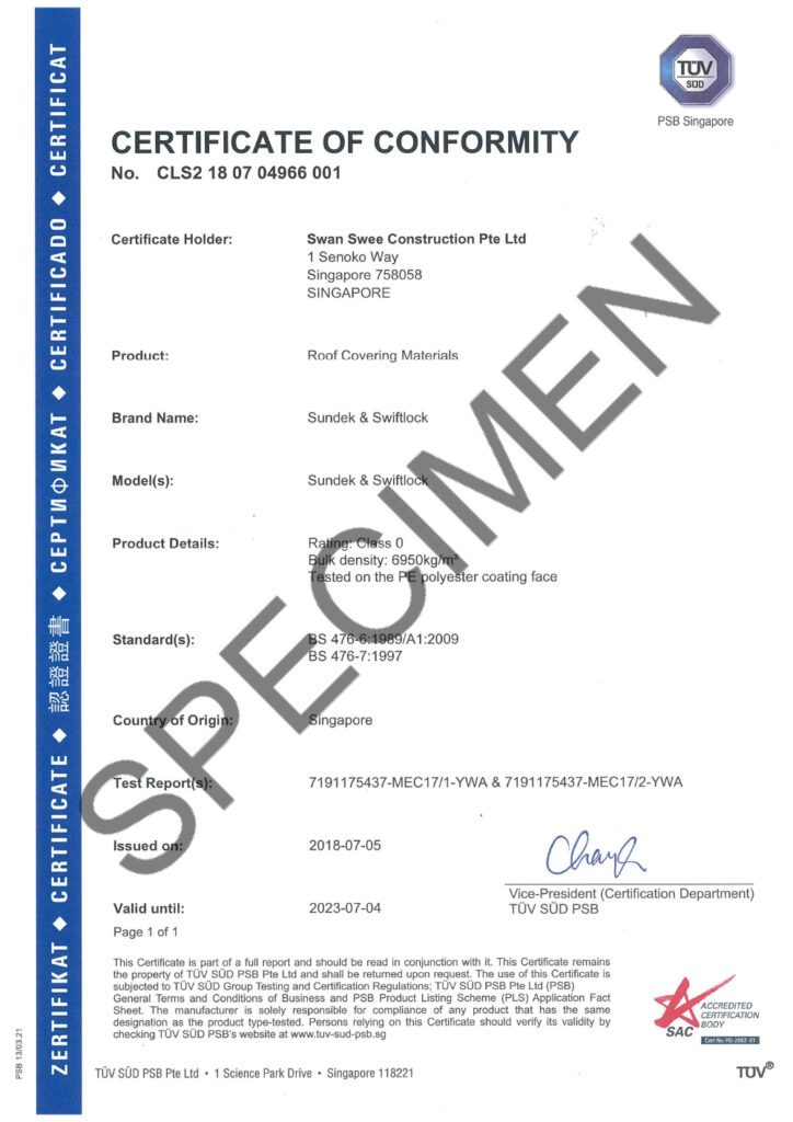 Awards 7.1 C.O.C for Sundek Swiftlock Expire on 04.07.2023 watermark